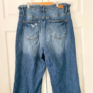 Judy Blue Distressed Wide Jeans - Classic Blue